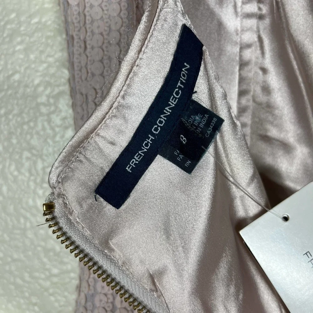 French‎ Connection Spicey Sequin Strapless Mini Dress Grey/Pink Spicy Size 8